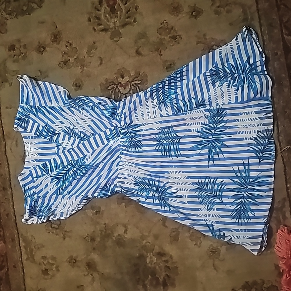 Monteau Blue and White Palm Dress